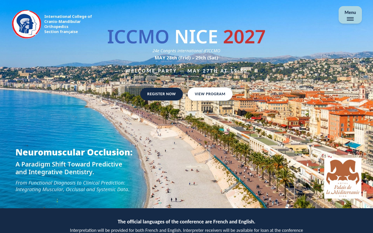Aperçu du site Congrès ICCMO Nice 2027